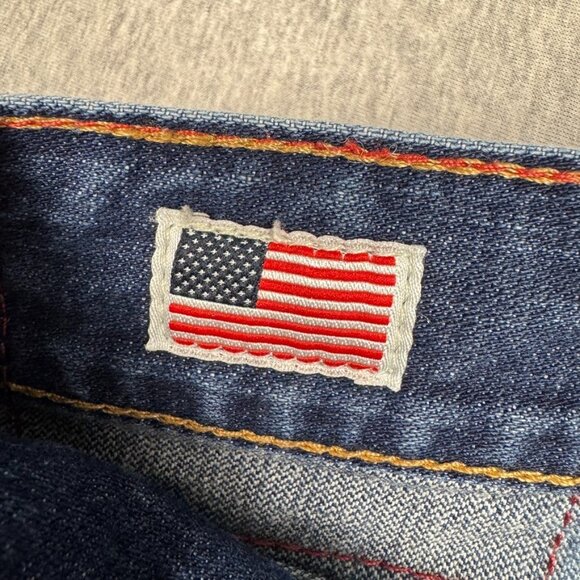 True Religion Ricky Distressed Embellished Studded Jeans Size 36X34 Y2k Straight - Picture 13 of 14